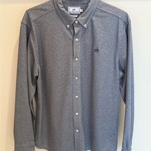 Southern Tide Men's Trim-Fit Blue Long Sleeve Oxford Stretch shirt